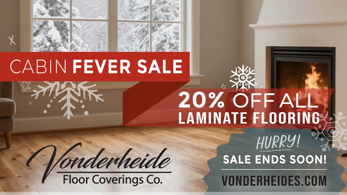 20% Off All Laminate Flooring - Cabin Fever Sale at Vonderheide Floor Coverings in Pekin, IL