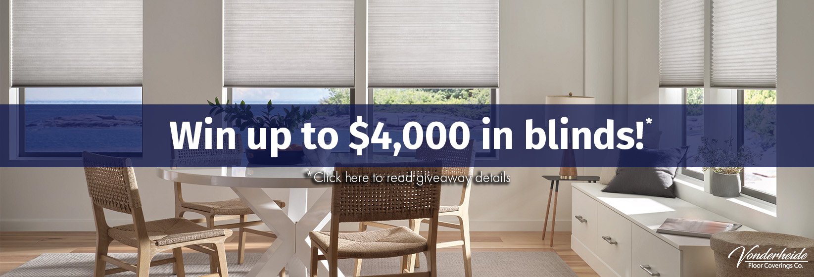 Giveaway for up to $4,000 in Hunter Douglas blinds | Vonderheide Floor Coverings
